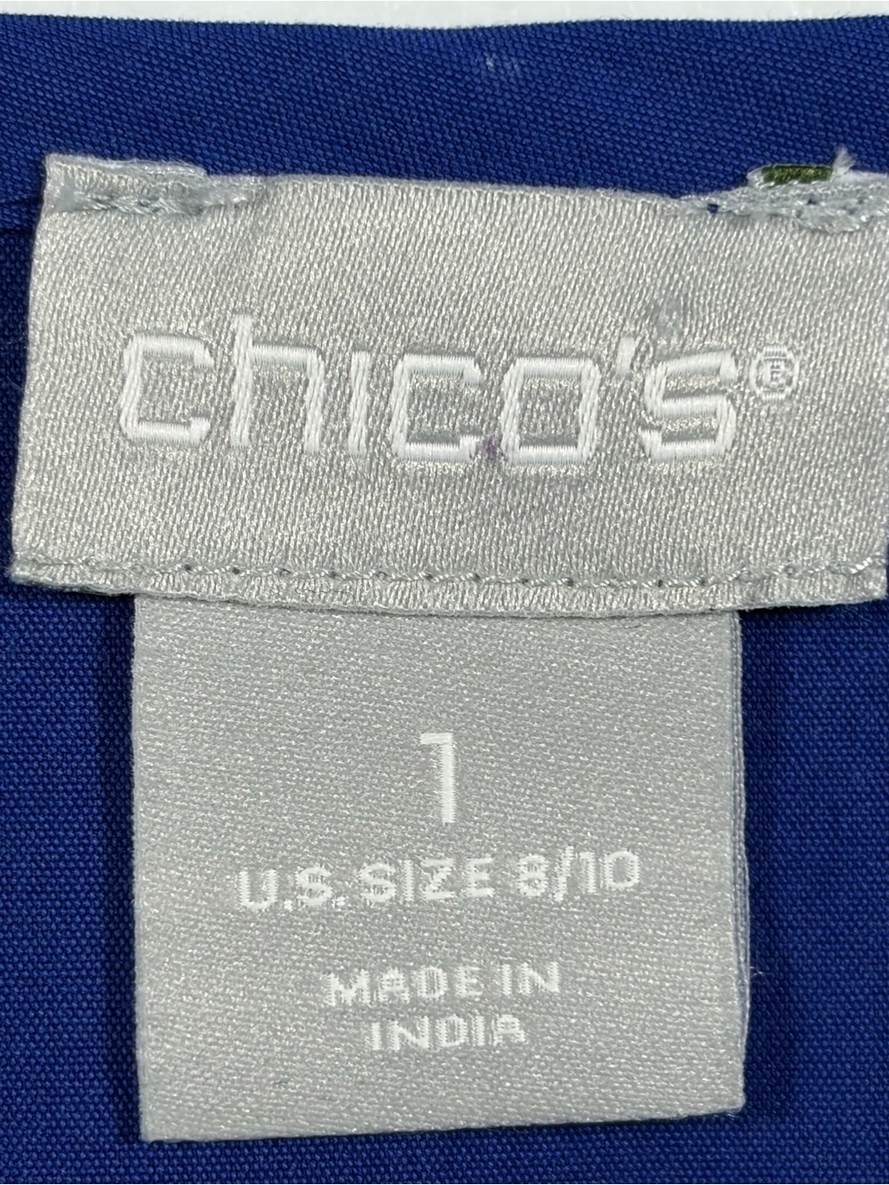 Chico's Cobalt Blue Beaded V-Notch Blouse (1) - Picture 6 of 12